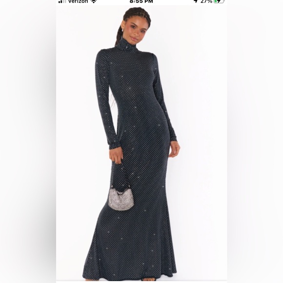 Show Me Your Mumu All out Maxi Dress in Black with all over crystal - Picture 1 of 5